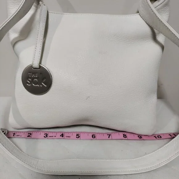 The Sak White Leather With Logo Charm Crossbody Shoulder Bag - Picture 10 of 11